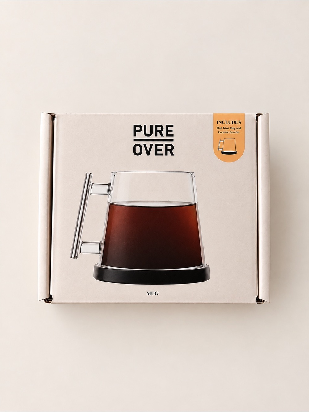 Pure Over 14 oz Non-Toxic Borosilicate Glass Mug & Ceramic Coaster